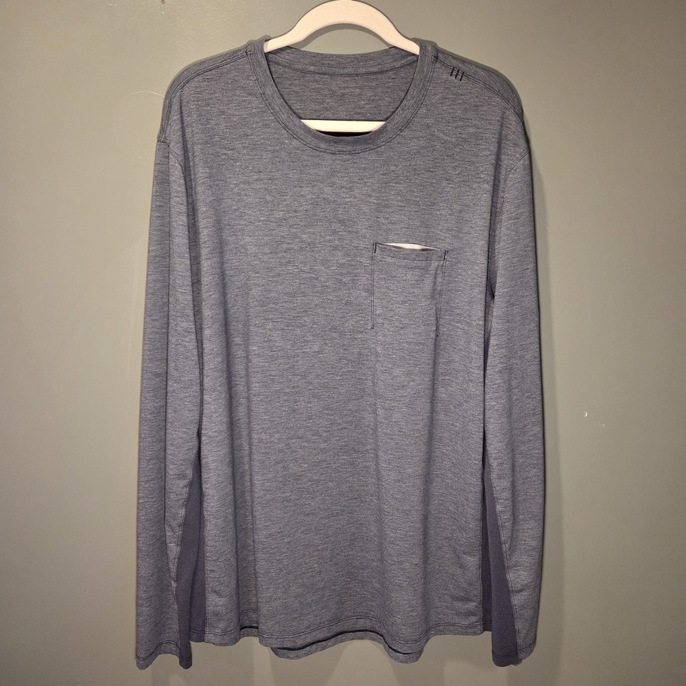 Lululemon Evolution Performance Long Sleeve Shirt, Men's Size‎ XXL, Blue Gray